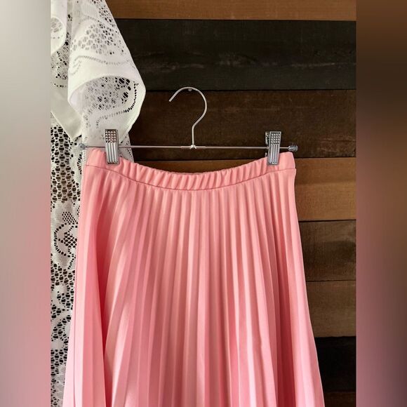 Vintage 60s Sarah K Baby Pink Pleated Midi Skirt Size Vintage 10 - Picture 6 of 9